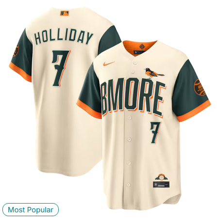 youth Baltimore Orioles #7 Holliday Beavers Cream Nike 2026 City Connect Stadium Jersey
